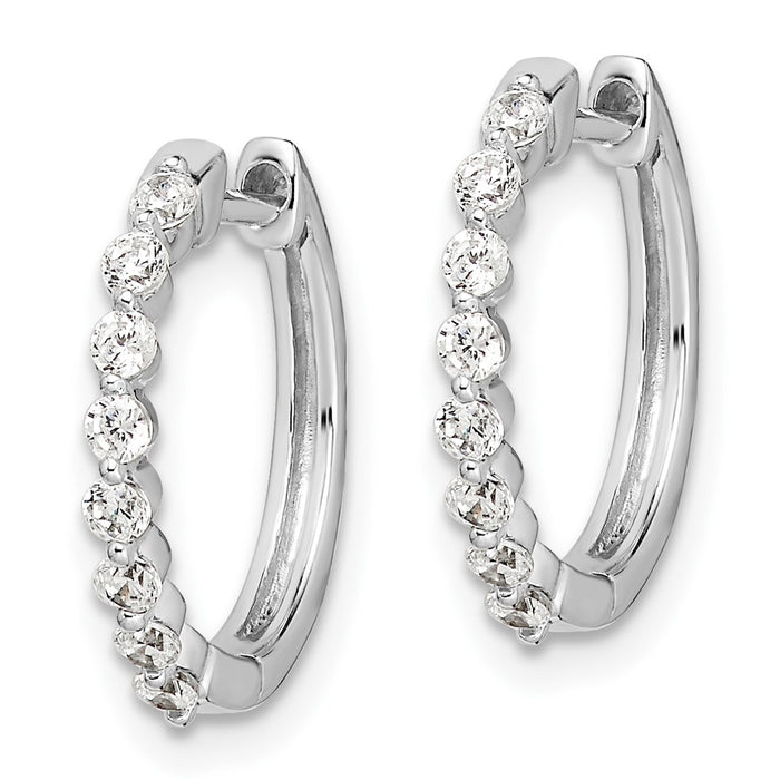 14k White Gold Diamond Hinged Hoop Earrings