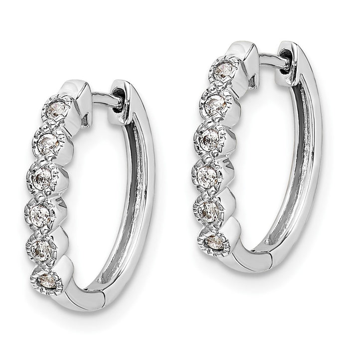 14k White Gold Diamond Hinged Hoop Earrings