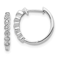 Thumbnail for 14k White Gold Diamond Hinged Hoop Earrings