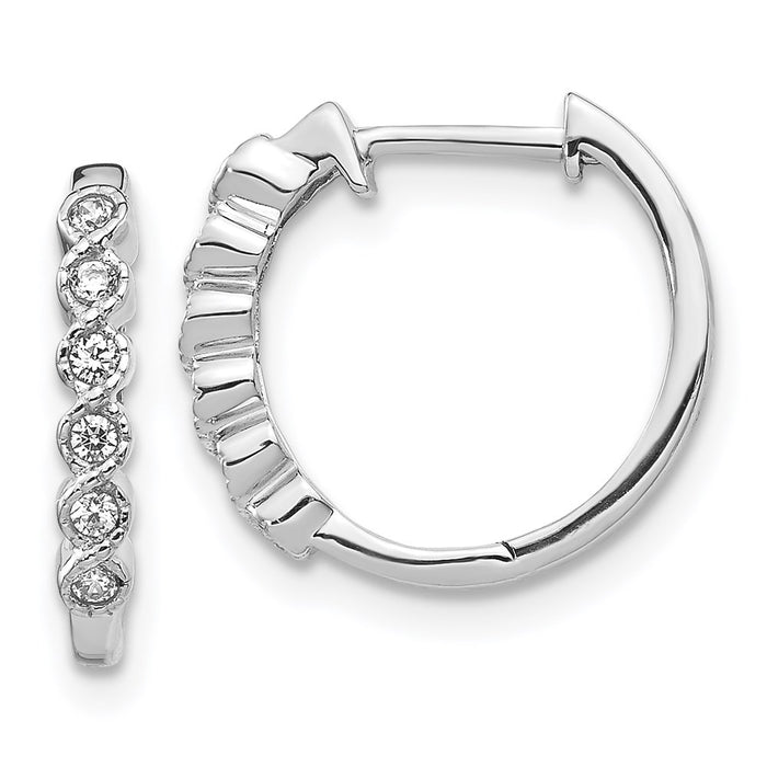 14k White Gold Diamond Hinged Hoop Earrings