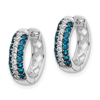 Thumbnail for 14k White Gold White and Blue Diamond Hinged Hoop Earrings