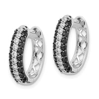 Thumbnail for 14k White Gold White and Black Diamond Hinged Hoop Earrings