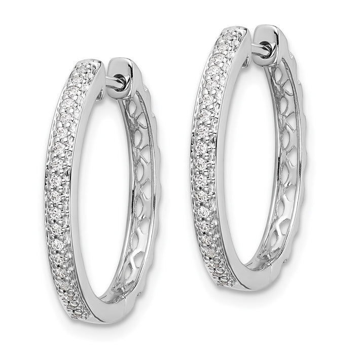 14k White Gold Diamond 2mm Hinged Hoop Earrings