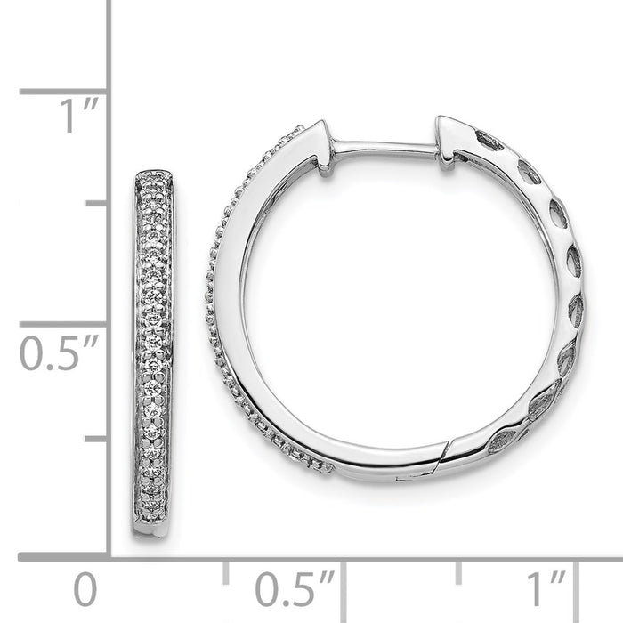 14k White Gold Diamond 2mm Hinged Hoop Earrings