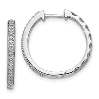 Thumbnail for 14k White Gold Diamond 2mm Hinged Hoop Earrings