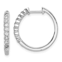 Thumbnail for 14k White Gold Polished Diamond Hinged Hoop Earrings