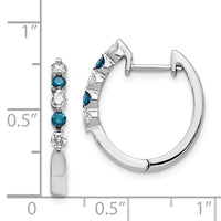 Thumbnail for 14k White Gold Blue/White Diamond Hinged Hoop Earrings
