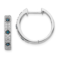 Thumbnail for 14k White Gold Blue/White Diamond Hinged Hoop Earrings