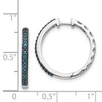 Thumbnail for 14k White Gold Blue Diamond 2.2mm Hinged Hoops
