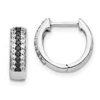 Thumbnail for 14k White Gold Blue and White Diamond Hinged Hoop Earrings