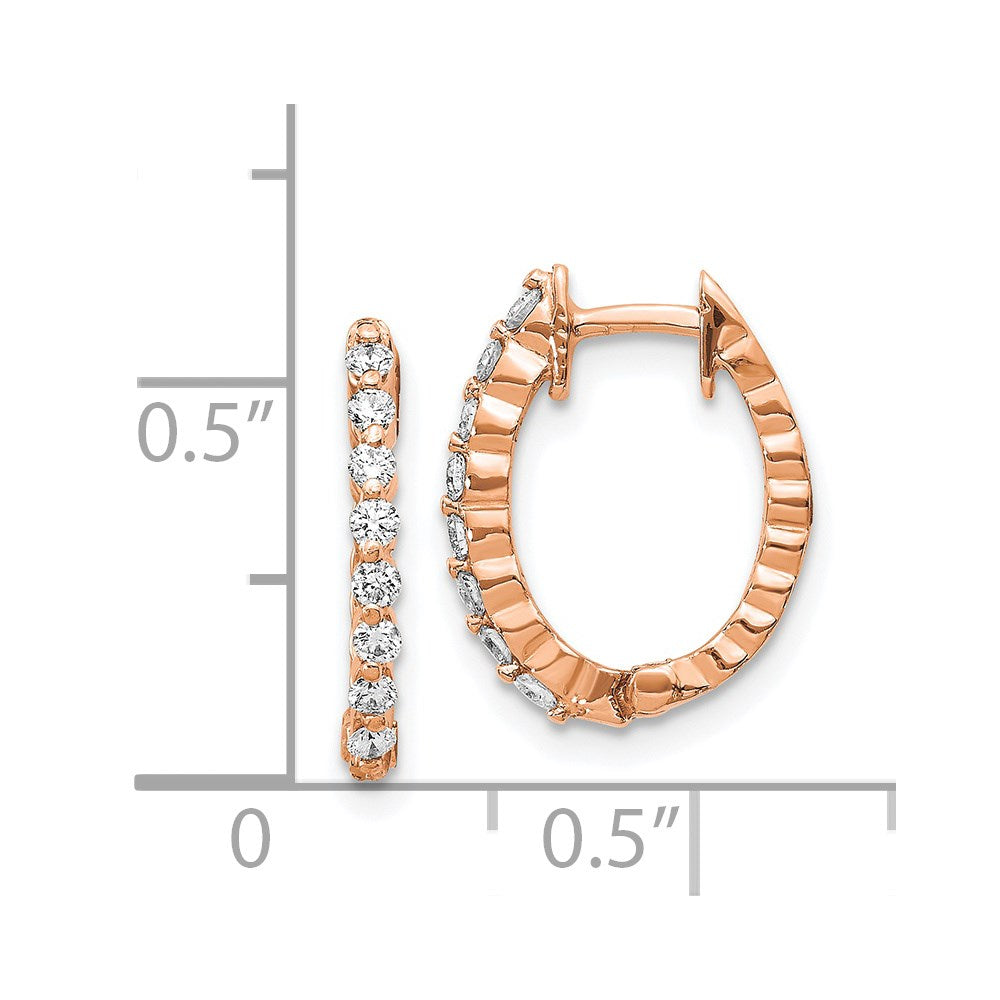 14k Rose Oval Hinged Hoop Earring Mountings