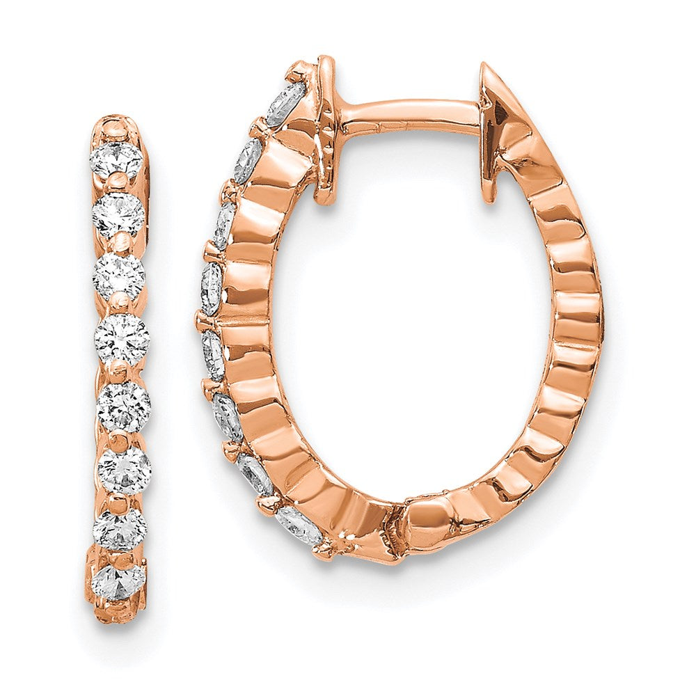 14k Rose Oval Hinged Hoop Earring Mountings