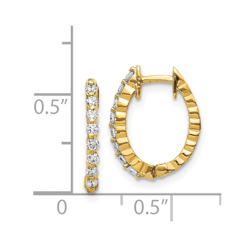 14k Rose Oval Hinged Hoop Earring Mountings