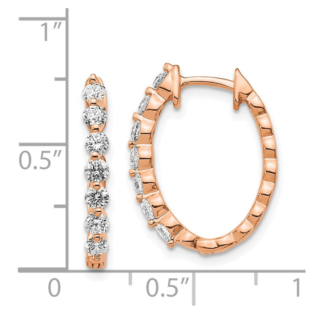 14k Rose Oval Hinged Hoop Earring Mountings