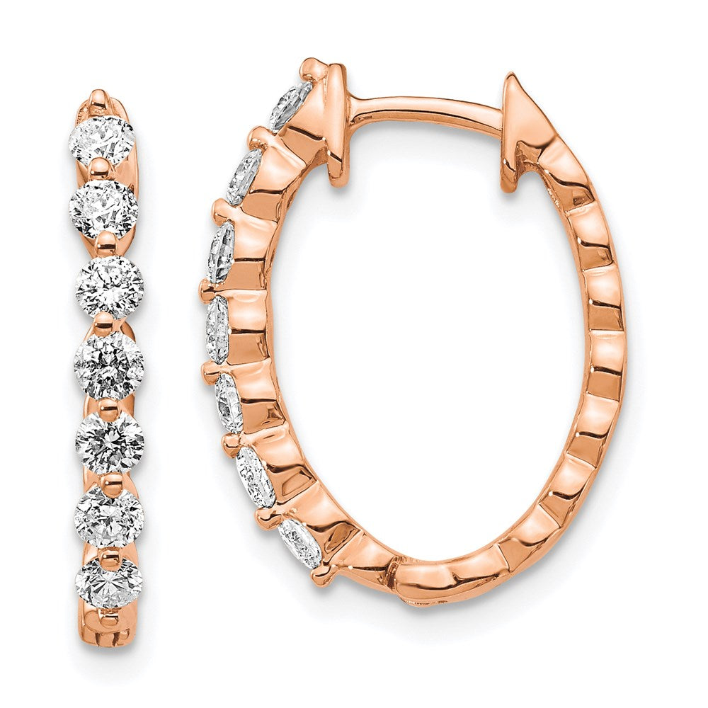 14k Rose Oval Hinged Hoop Earring Mountings