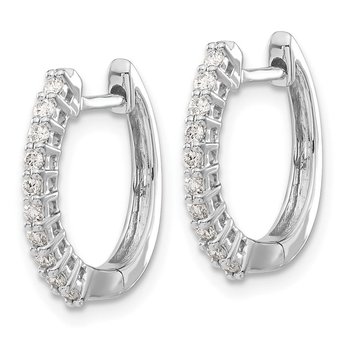 14k White Gold Diamond Hinged Hoop Earrings