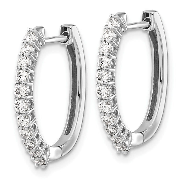 14k White Gold Diamond Hinged Hoop Earrings