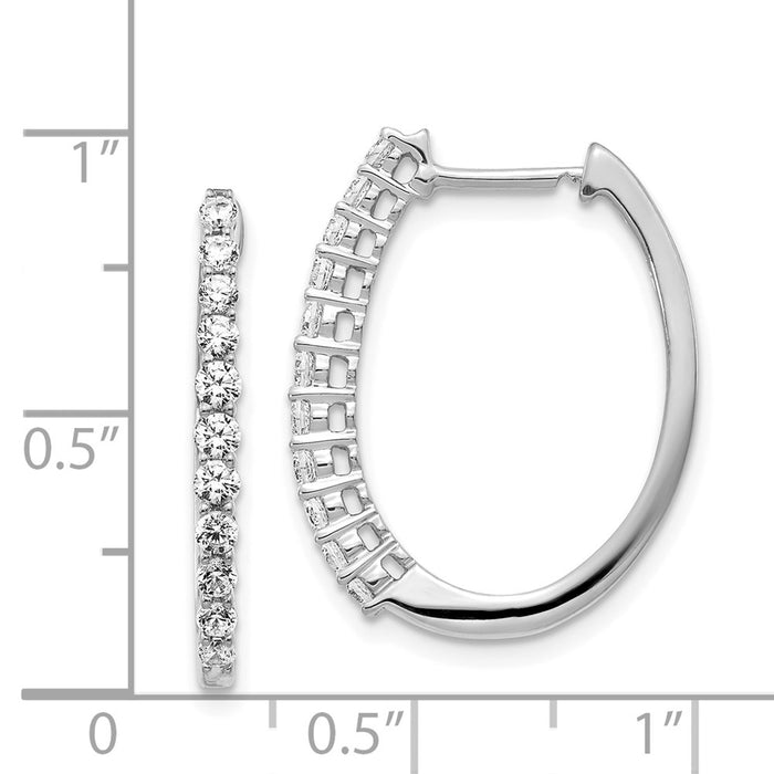 14k White Gold Diamond Hinged Hoop Earrings