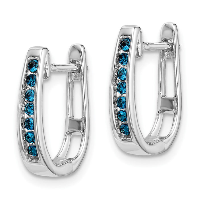 14k White Gold Diamond 3mm Hinged Hoop Earrings