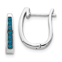 Thumbnail for 14k White Gold Blue Diamond 3mm Hinged Hoop Earrings