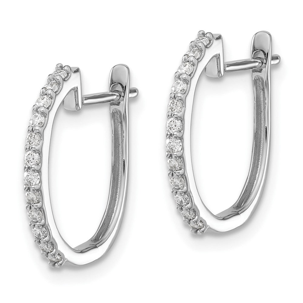 14k White Gold Diamond 1.3mm Hinged Hoop Earrings