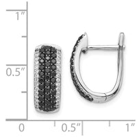 Thumbnail for 14k White Gold Black and White Diamond Hinged Hoop Earrings