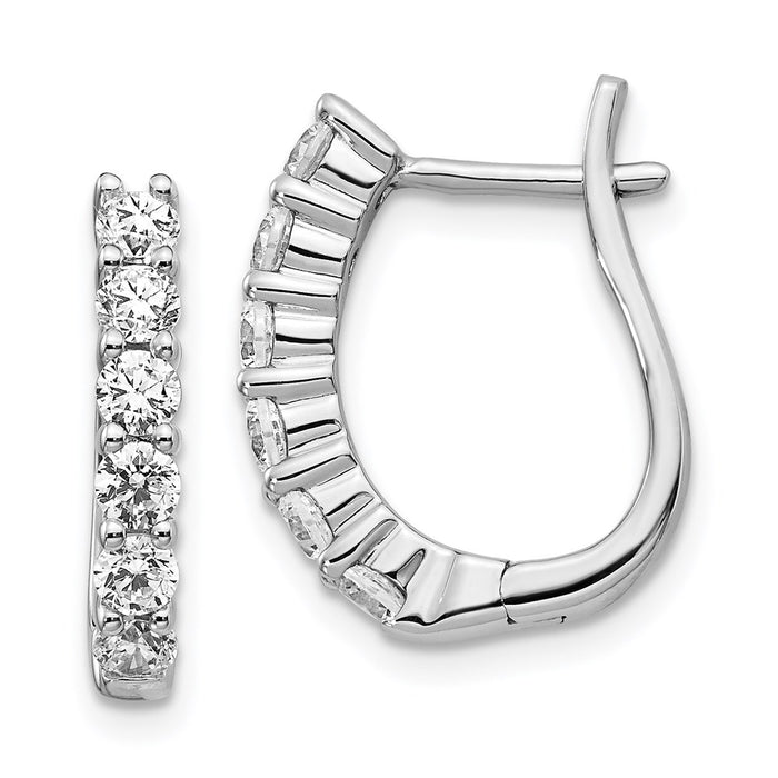 14k White Gold Diamond Hinged Hoop Earrings