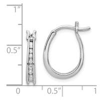 Thumbnail for 14k White Gold Diamond Oval Hinged Hoop Earrings