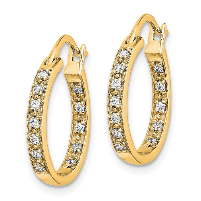 14k Diamond In/Out Hoop Earrings