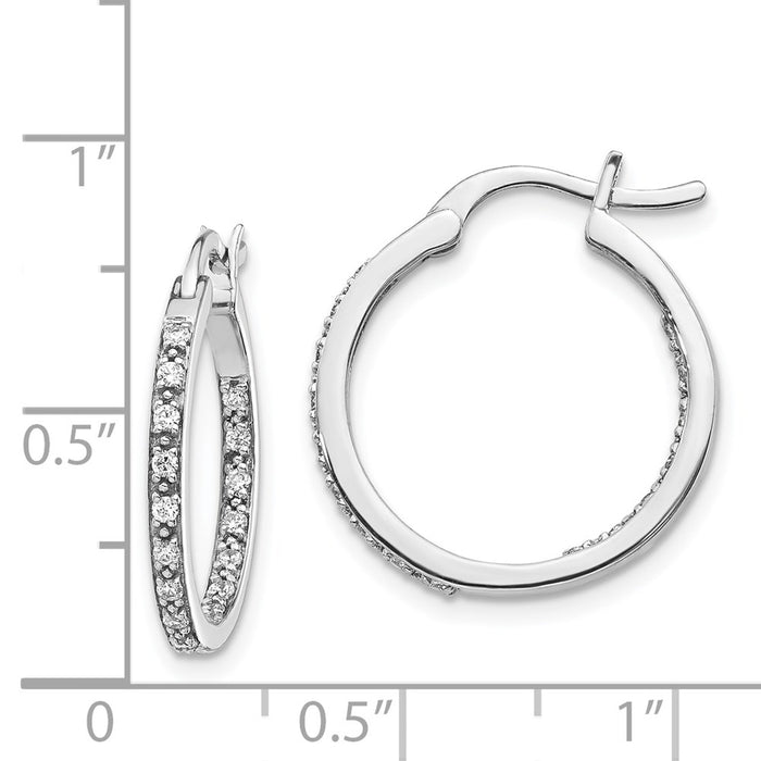14k Diamond In/Out Hoop Earrings