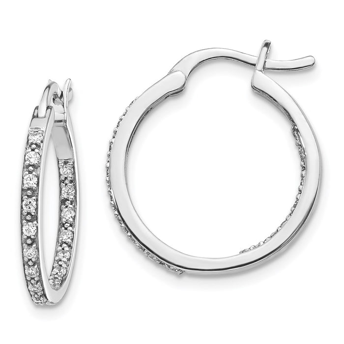 14k Diamond In/Out Hoop Earrings