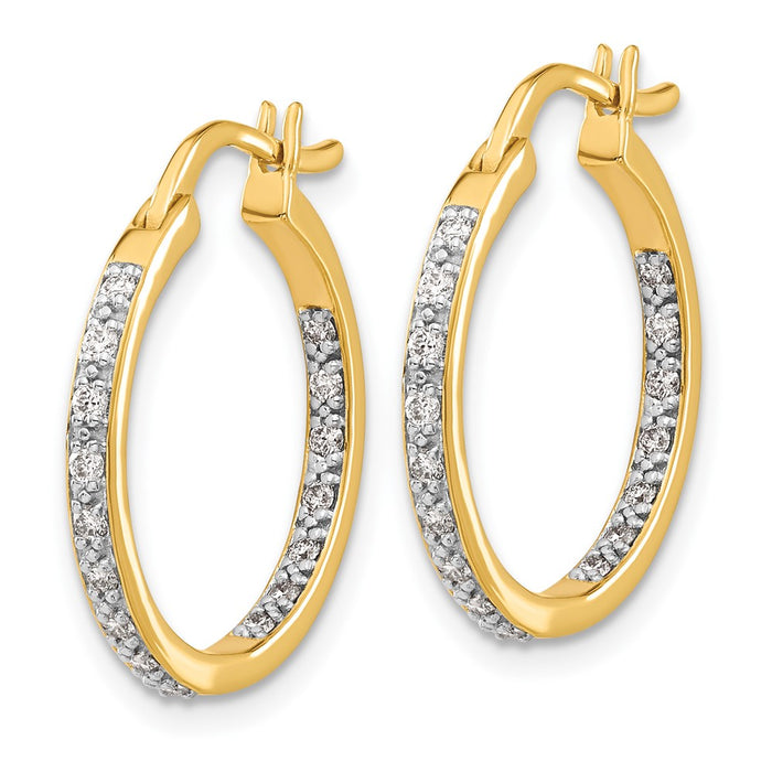 14k Diamond In/Out Hoop Earrings