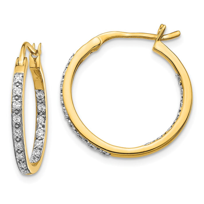 14k Diamond In/Out Hoop Earrings