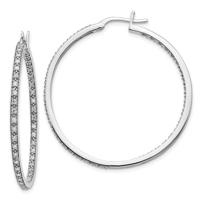 14k Diamond In/Out Hoop Earrings