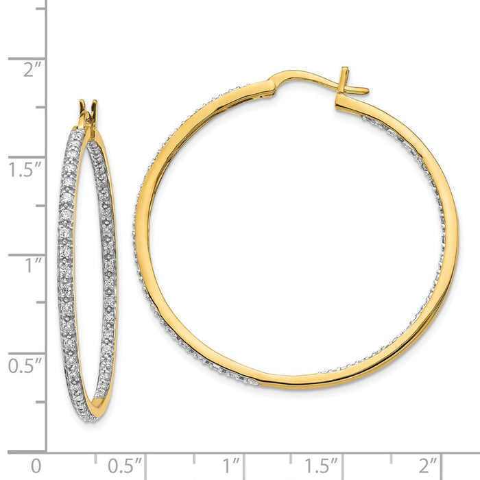 14k Diamond In/Out Hoop Earrings