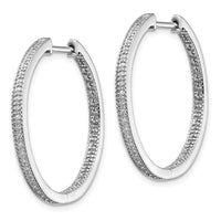 Thumbnail for 14k White Gold Polished Diamond In/Out Hinged Hoop Earrings