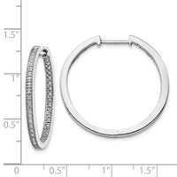Thumbnail for 14k White Gold Polished Diamond In/Out Hinged Hoop Earrings