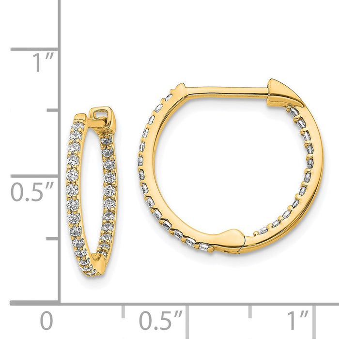 14k Diamond In/Out Hinged Hoop Earrings