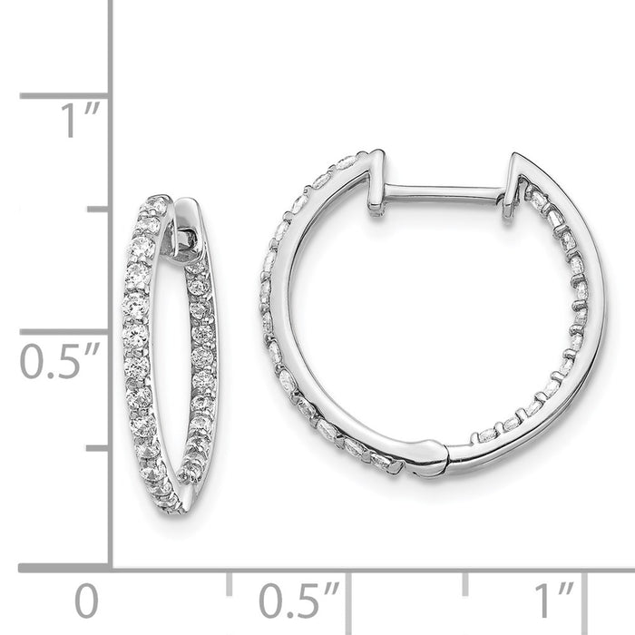 14k Diamond In/Out Hinged Hoop Earrings