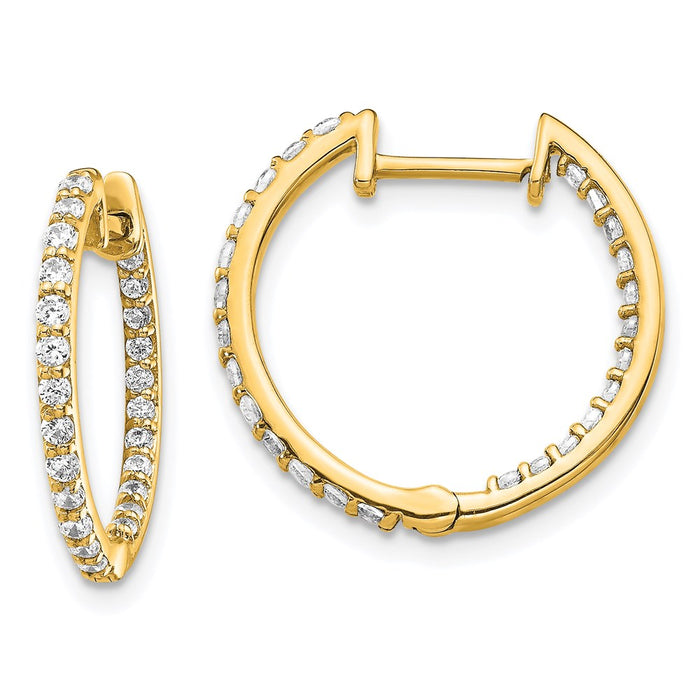 14k Diamond In/Out Hinged Hoop Earrings