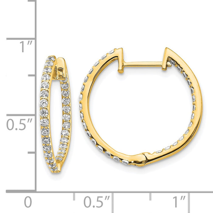 14k Diamond In/Out Hinged Hoop Earrings