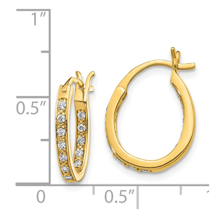 14k Diamond In/Out Hoop Earrings