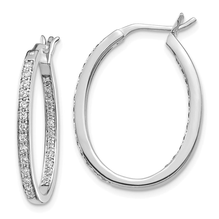 14k Diamond In/Out Hoop Earrings