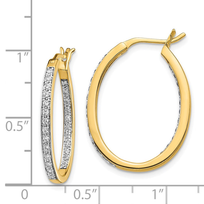 14k Diamond In/Out Hoop Earrings