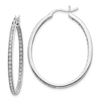 Thumbnail for 14k White Gold Diamond In/Out Hoop Earrings