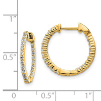 Thumbnail for 14k Rose Gold Polished Diamond In/Out Hinged Hoop Earrings