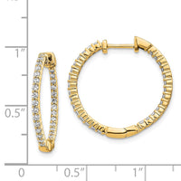 Thumbnail for 14k Rose Gold Polished Diamond In/Out Hinged Hoop Earrings