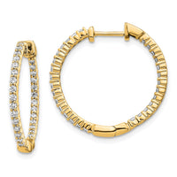 Thumbnail for 14k Rose Gold Polished Diamond In/Out Hinged Hoop Earrings