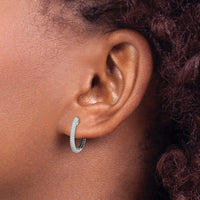 Thumbnail for 14k White Gold Black and White Diamond In/Out Hoop Earrings