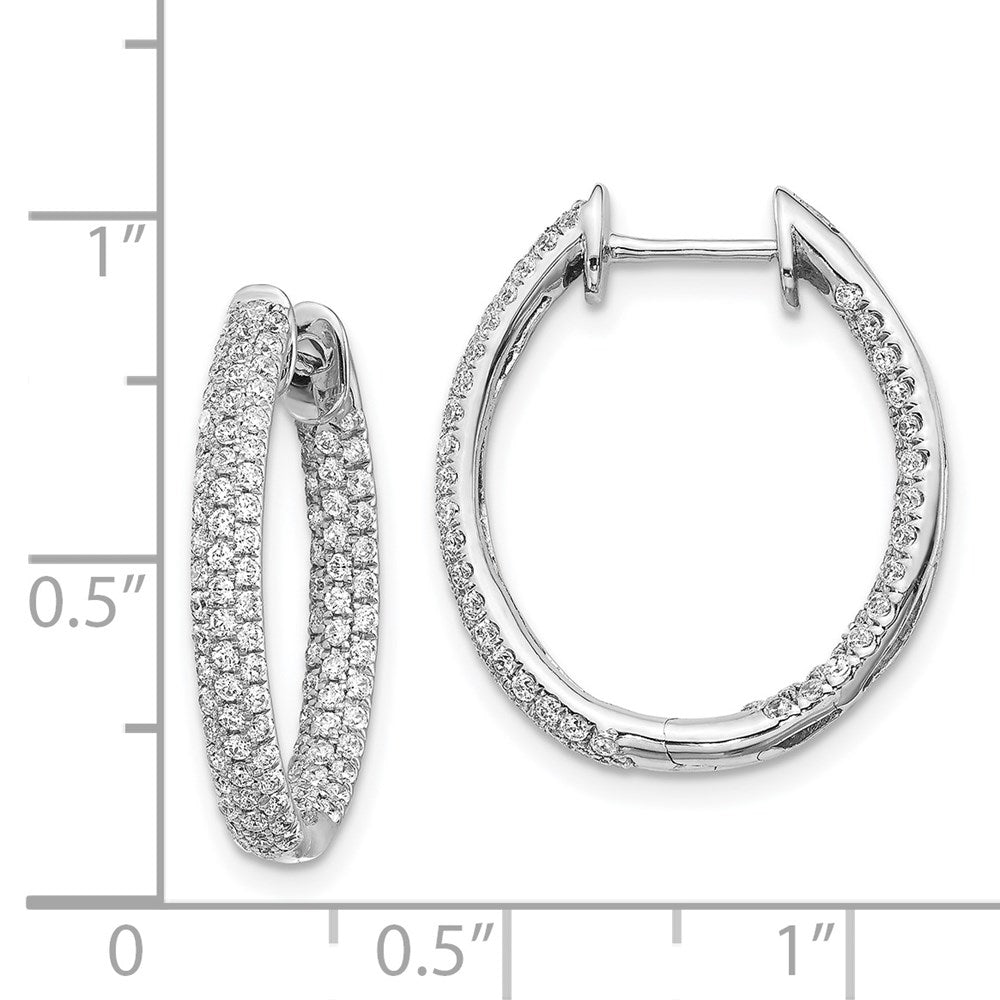 14k White Gold Diamond In/Out Hinged Hoop Earrings